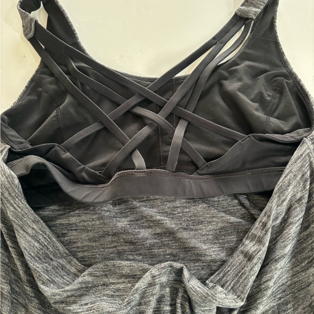 LULULEMON Gray Mingle Athletic Tank with Attached Bra 10 - Picture 5 of 8